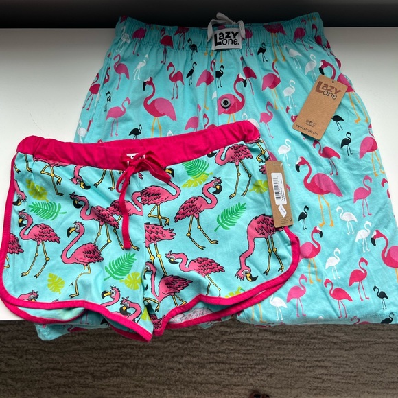Matching His and Hers Flamingo Pajama Shorts size small - Picture 1 of 4